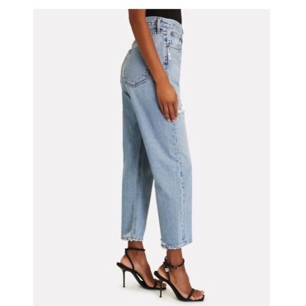 AGOLDE 90s Straight Distressed Jeans Light Wash Denim Organic Cotton Size 25